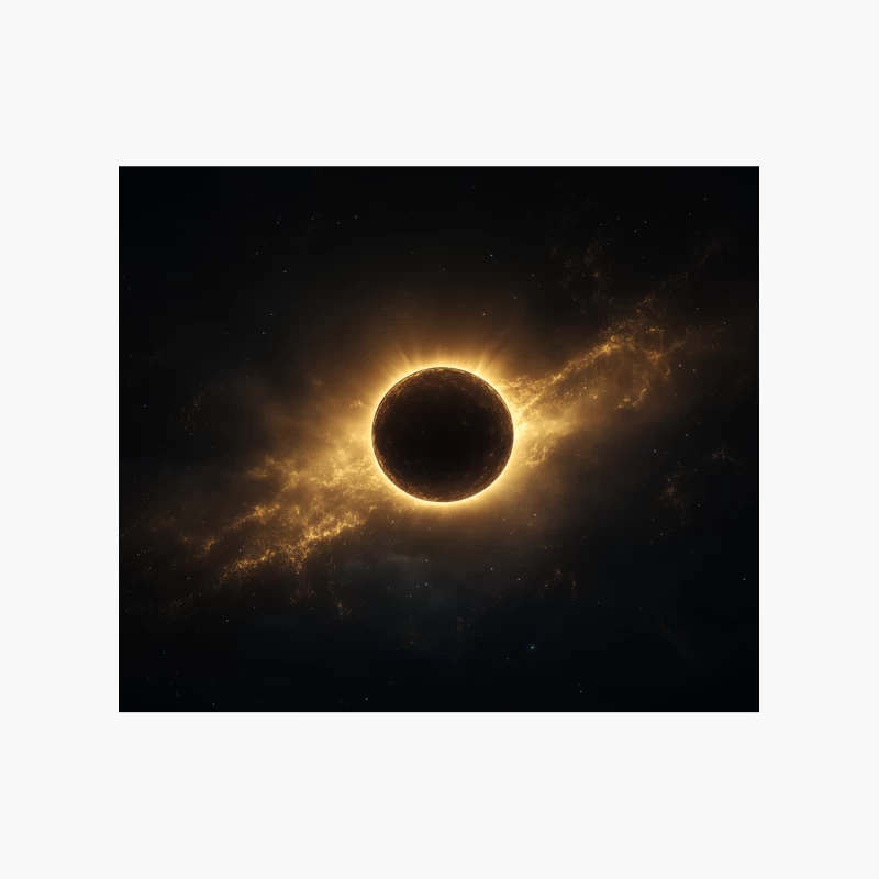 Celestial Wonder: Golden Solar Eclipse in Cosmic Nebula Cotton Tote Bag