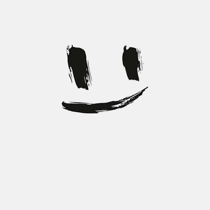 Minimalist Black and White Brush Stroke Smiley Face Male Tank Top