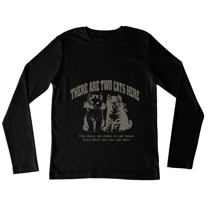 Zwei Katzen Illustration mit Text Damen Langarm T-Shirt