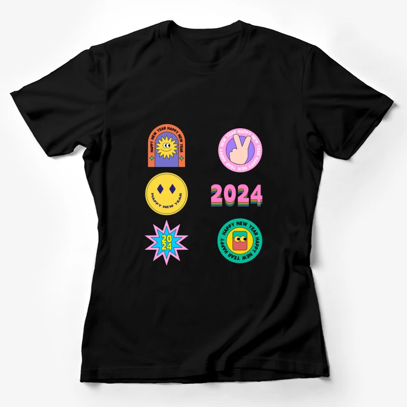 Fröhliches Neujahr 2024 Sticker Design Damen T-Shirt