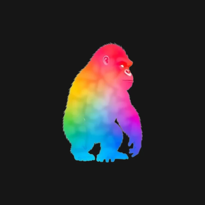 Rainbow Gradient Gorilla Silhouette Art Male Long Sleeve T-Shirt