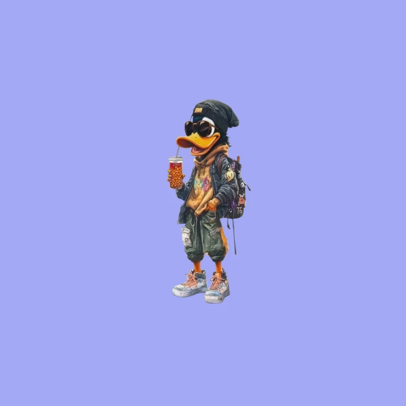 Cool Cartoon Duck with Sunglasses Travel Mug