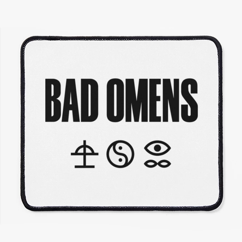 Bad Omens Band Logo with Mystical Symbols in Black and White Mouse Pad