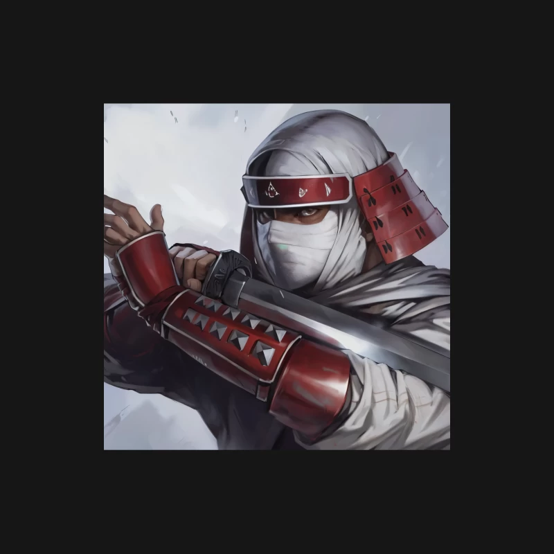 Masked Ninja Warrior with Red Armor and Sword Female Long Sleeve T-Shirt