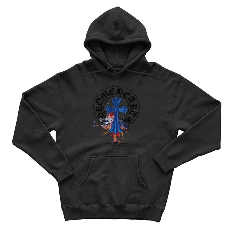 Blaues Kreuz auf gesprenkeltem Hintergrund Herren Pullover Hoodie