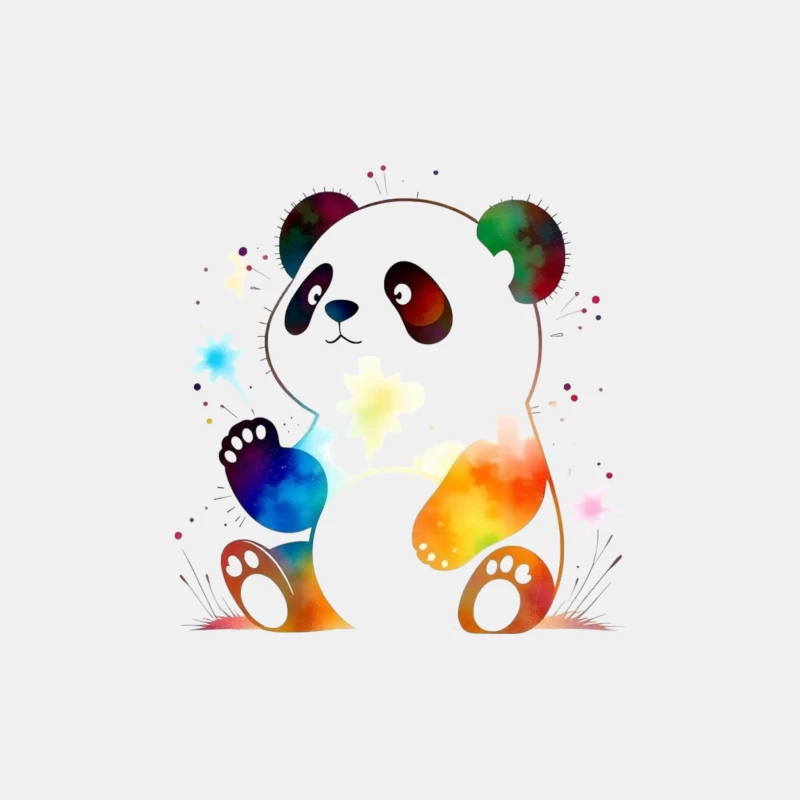 Colorful Watercolor Panda Bear Illustration Male Tank Top