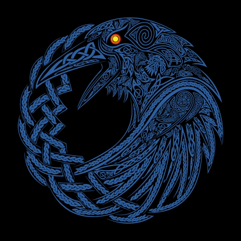 Intricate Celtic Knotwork Raven Illustration Pin