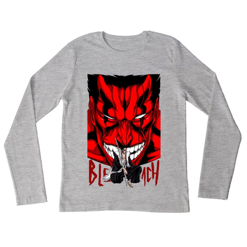 Bleach Poster mit Charakter und Dämonenmaske Damen Langarm T-Shirt