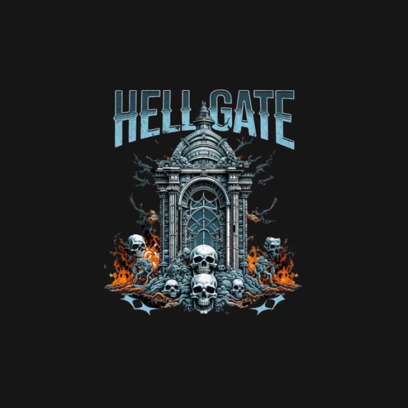 Höllentor mit Totenköpfen und Flammen Herren Langarm T-Shirt