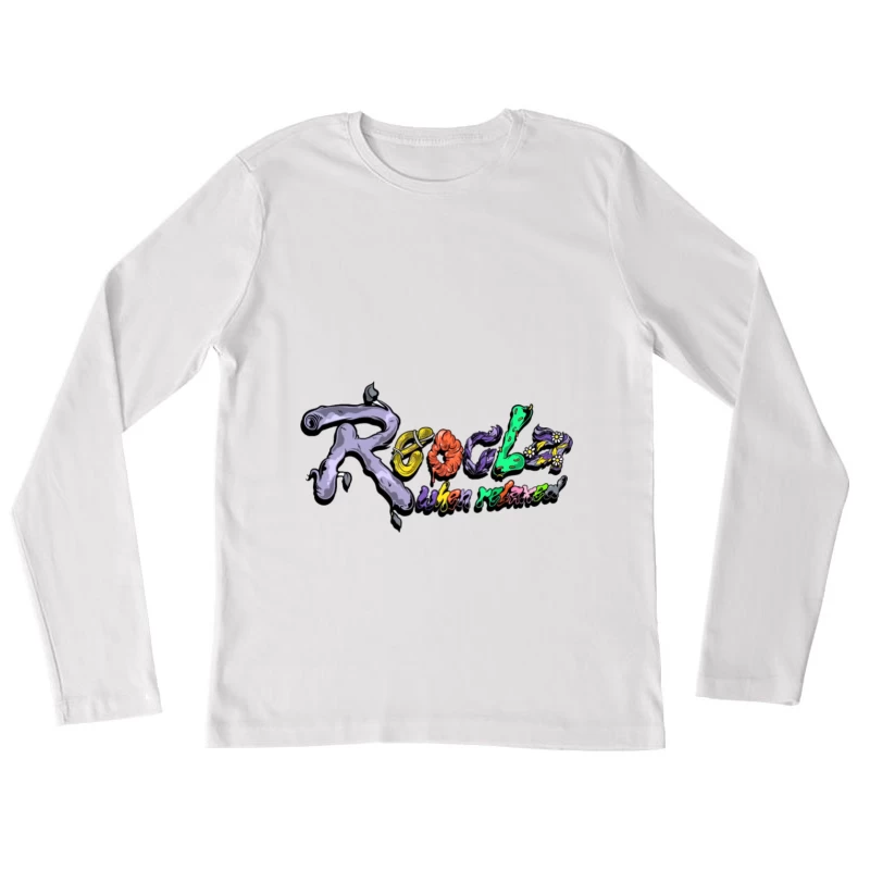 Bunte Psychedelische Schriftkunst Damen Langarm T-Shirt