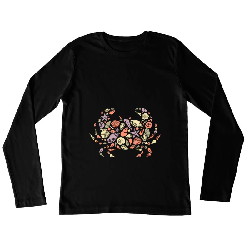 Crabe composé de coquillages colorés Femme Manches Longues T-Shirt
