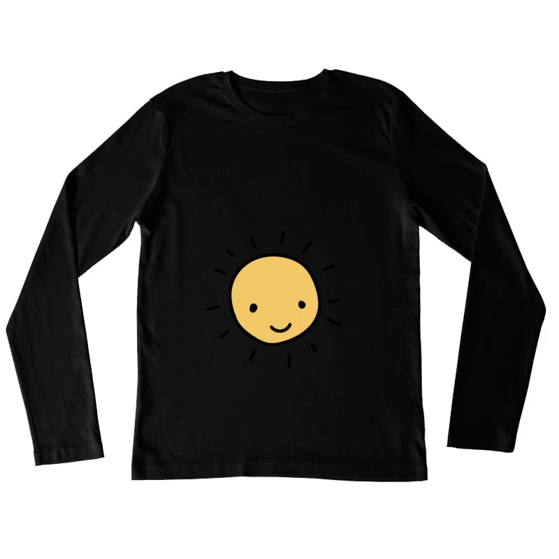 Soleil souriant dessiné à la main Femme Manches Longues T-Shirt