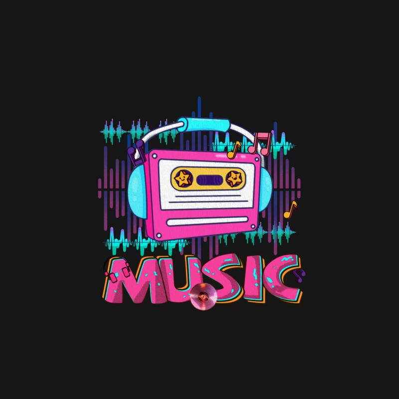 Retro Musikkassette mit Kopfhörern Herren T-Shirt