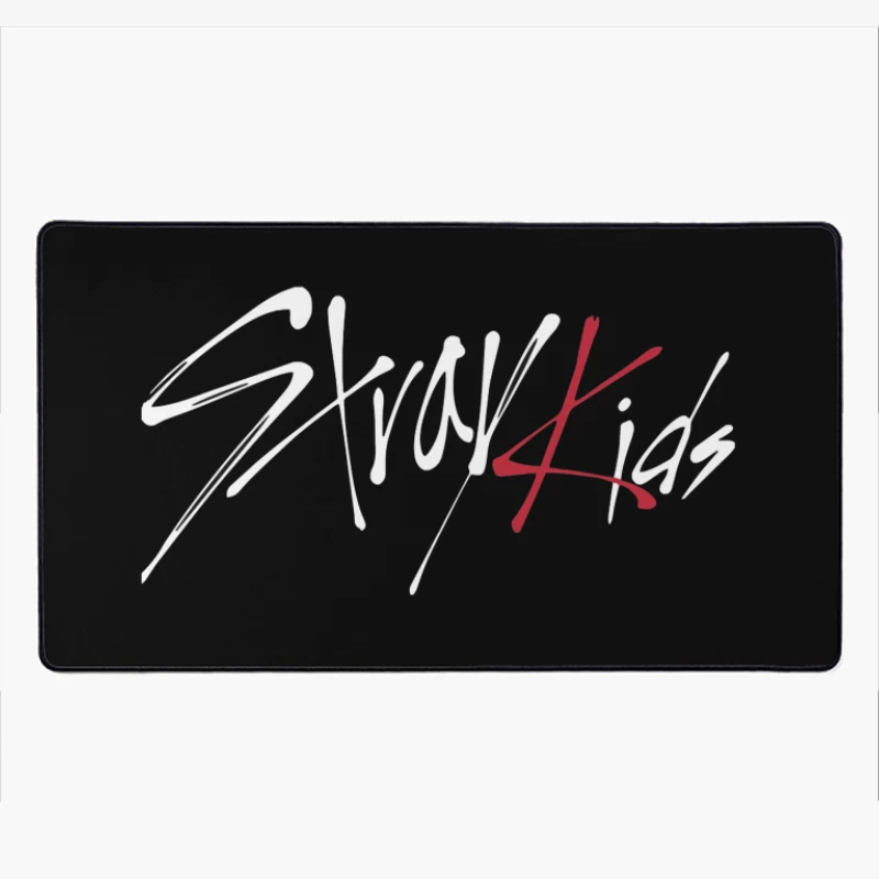 Modern Minimalist Calligraphic Signature in Red and Black Desk Mat