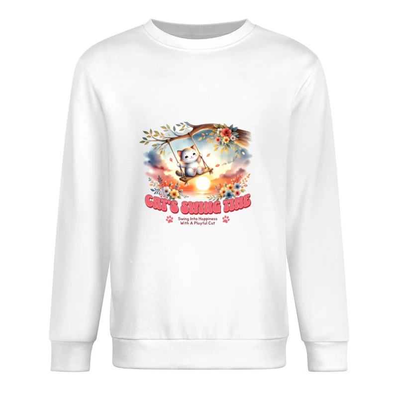 Zeit zum Schaukeln mit einer verspielten Katze Herren Pullover Sweatshirt