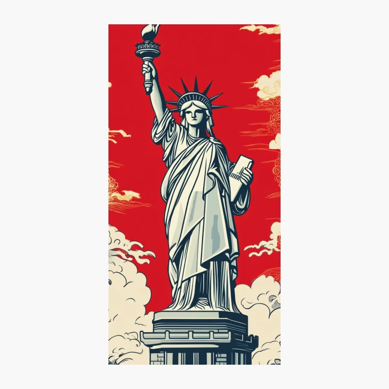 Patriotic Pop Art: Statue of Liberty Against Red Sky iPhone Case