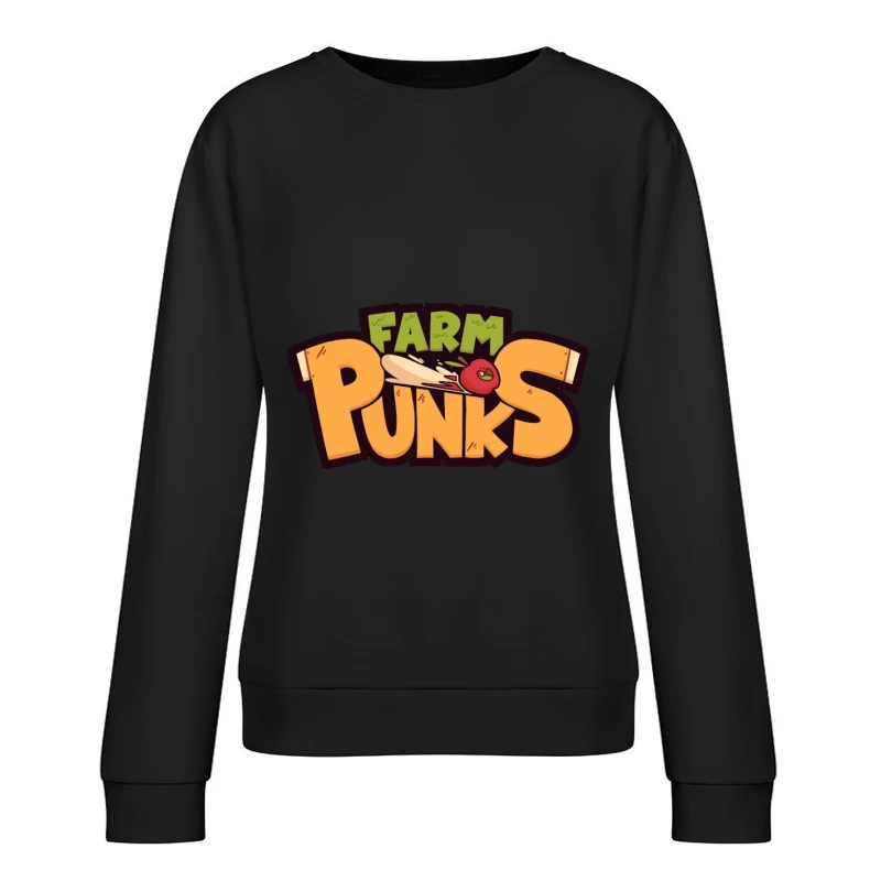 Farm Punks Logo mit fliegendem Apfel Damen Pullover Sweatshirt