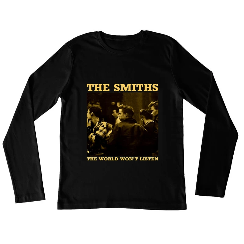 The Smiths' "The World Won't Listen" Vintage Album Cover in Sepia Female Long Sleeve T-Shirt