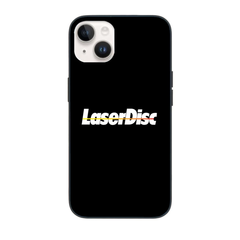 Retro Laser Disc Logo with Typography Outline iPhone Case