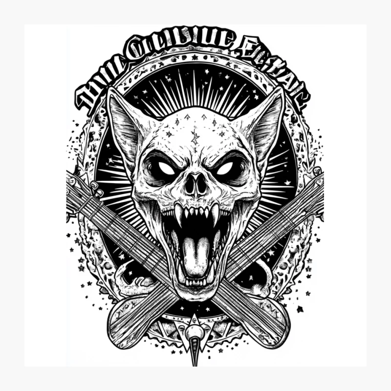Feline Skull: Gothic Punk Rock Emblem Pin