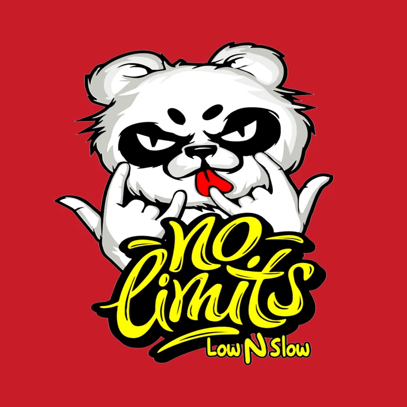Playful Panda Logo with No Limits Theme Male Pullover Hoodie