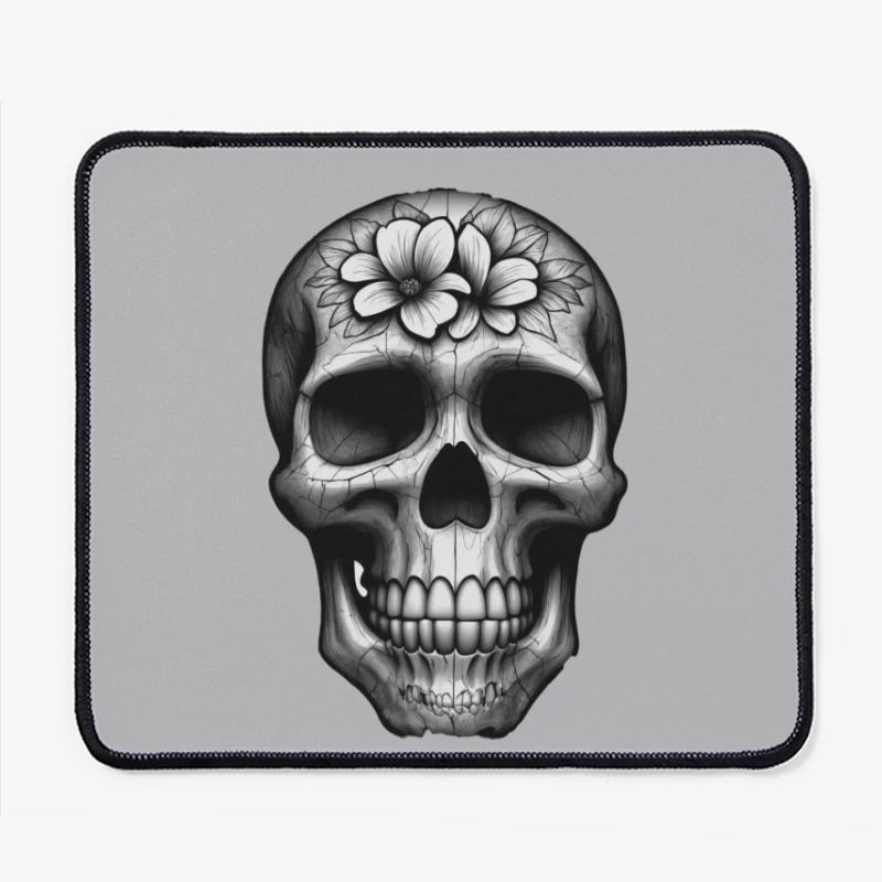 Floral Skull Illustration Mouse Pad