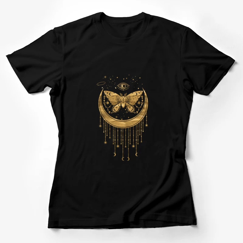Mystisches Mond-Design mit Schmetterling Damen T-Shirt