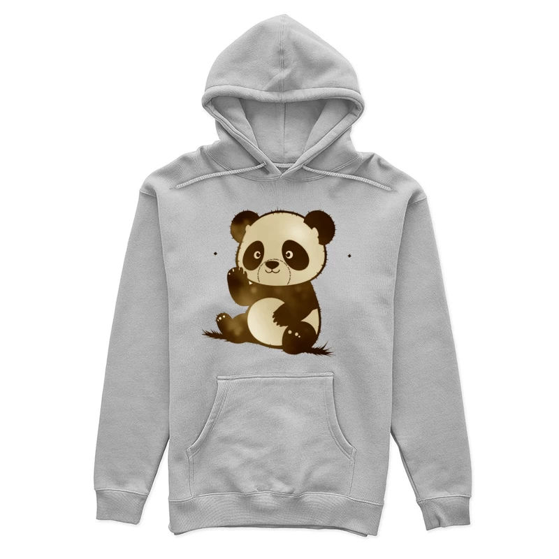 Cute Cartoon Panda Bear Illustration Female Pullover Hoodie