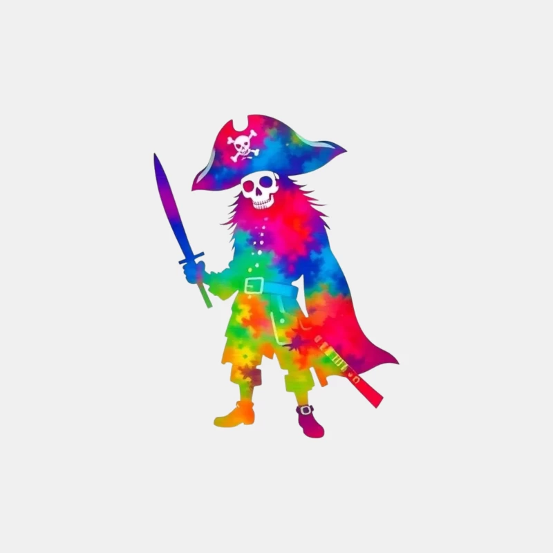 Colorful Pirate Skeleton with Sword Male Tank Top