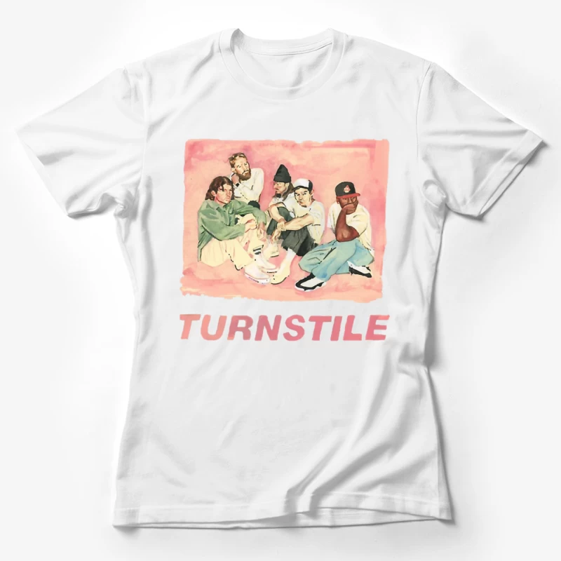 Watercolor Portrait of Hip Hop Group "Turnstile" Female T-Shirt