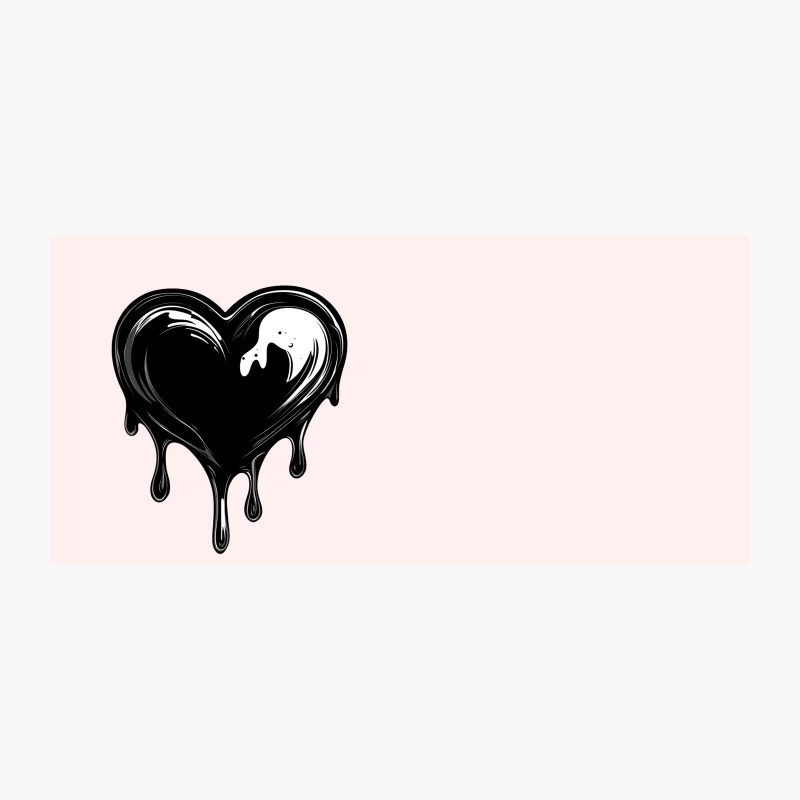 Melting Black Heart: Monochrome Vector Graphic Design Coffee Mug