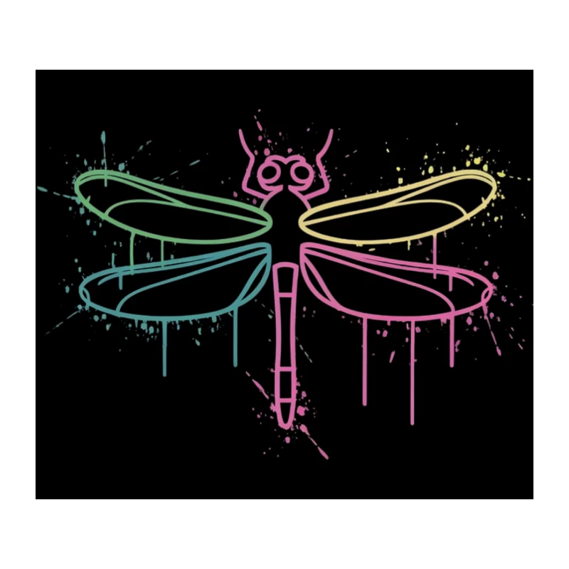 Colorful Watercolor Dragonfly Minimalist Splash Art Tapestry