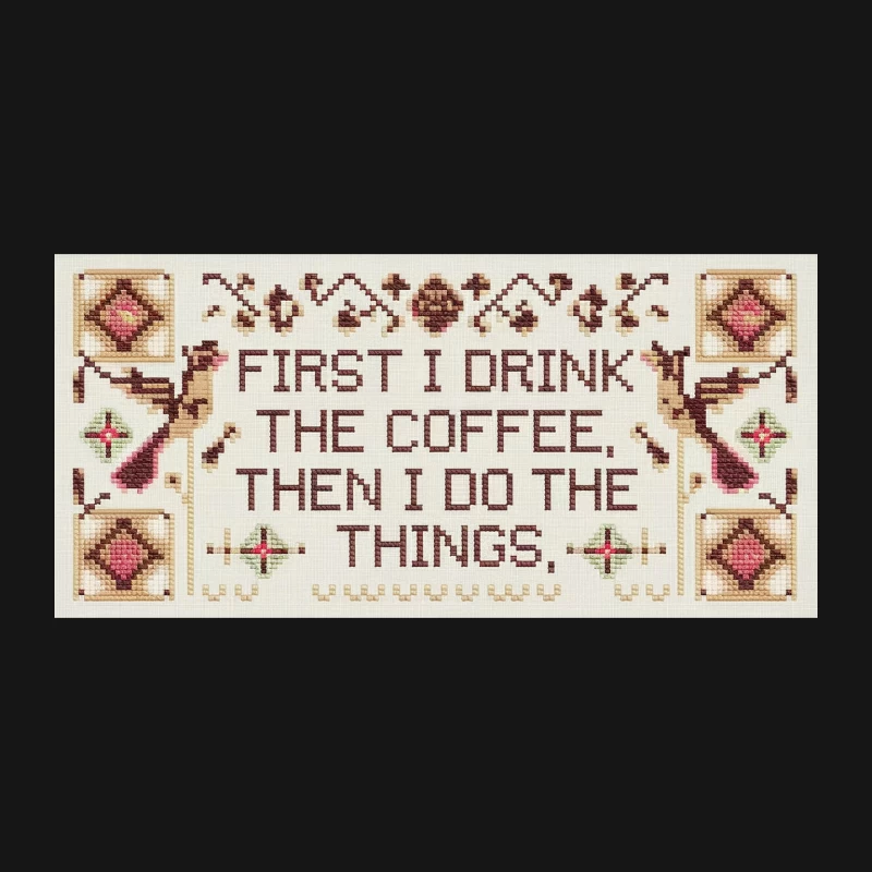 Humorous Coffee Quote Cross Stitch Embroidery Desk Mat