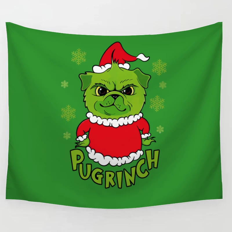 Pugrinch: Grumpy Holiday Cheer Tapestry