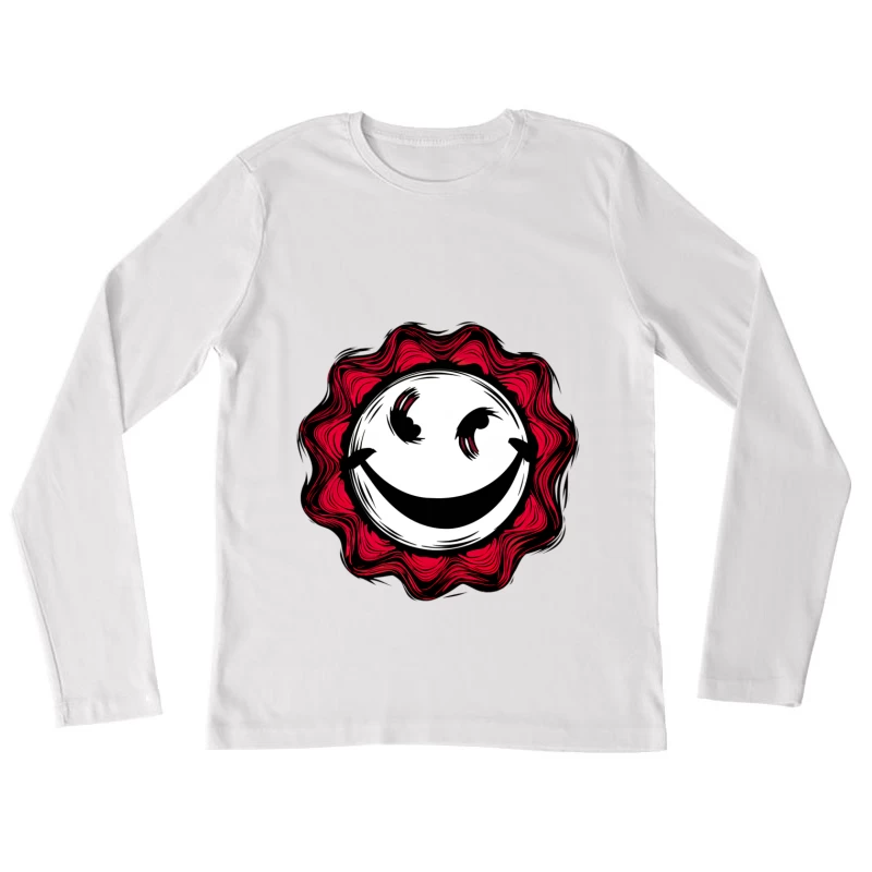 Visage souriant avec un motif à rayons Femme Manches Longues T-Shirt