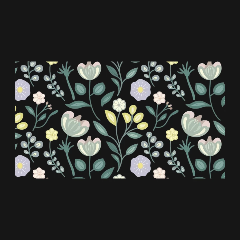 Pastel Floral Seamless Pattern: Vintage-Inspired Botanical Illustration Desk Mat