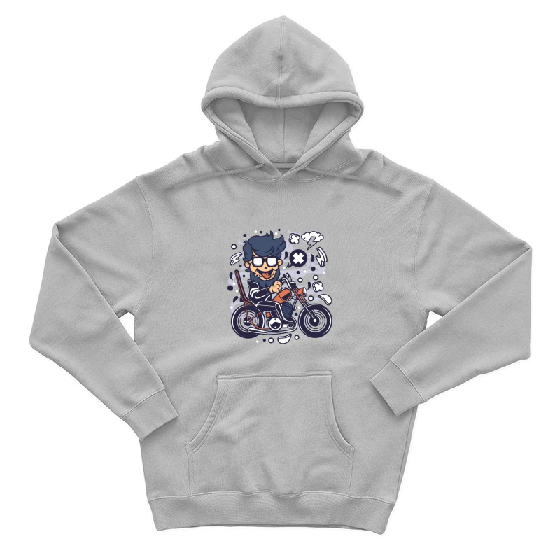 Motard cartoon amusant sur une moto Homme Sweat à capuche