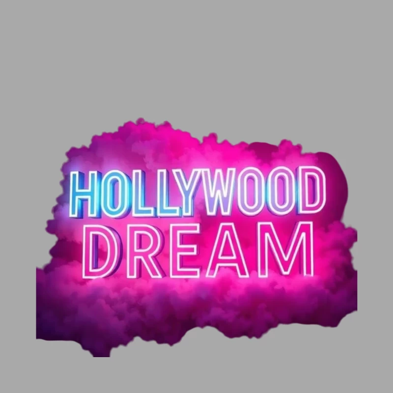 Neon Hollywood Dream Sign with Pink Cloud Background Male Pullover Hoodie