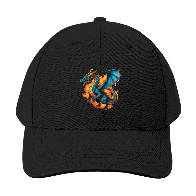 Blue Dragon in Flames Baseball Cap