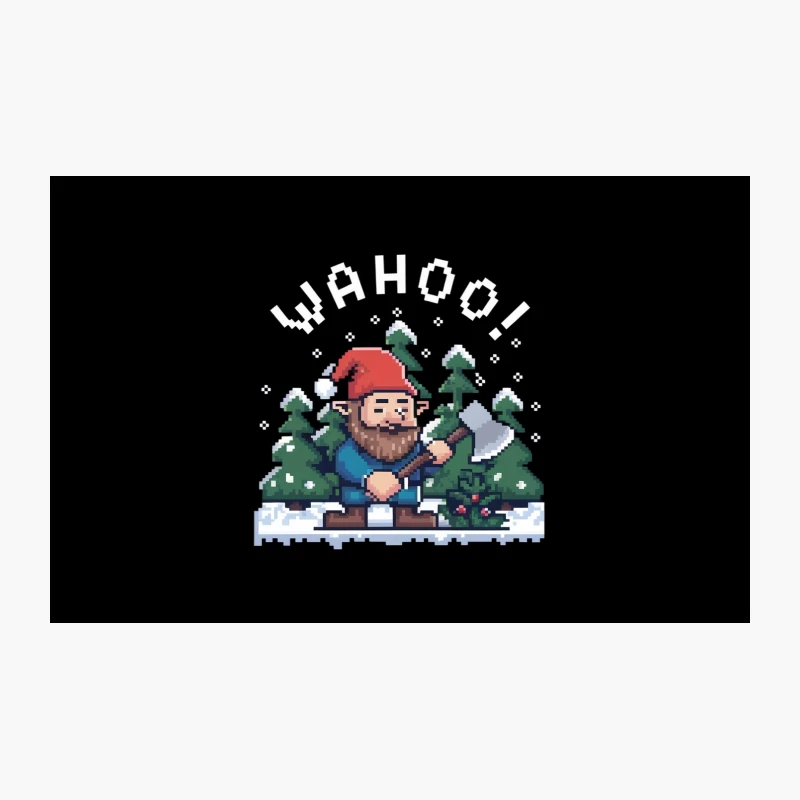 Pixelated Christmas Gnome in Snowy Forest Travel Mug