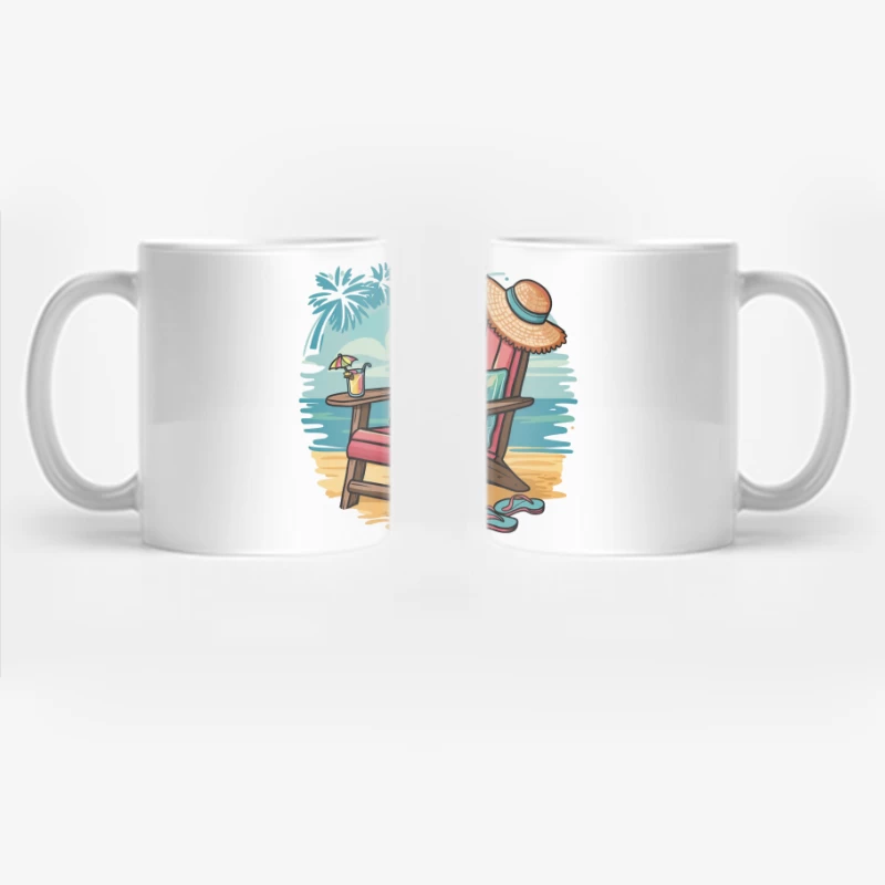 Relaxing Beach Chair Setup with Summer Accessories Coffee Mug