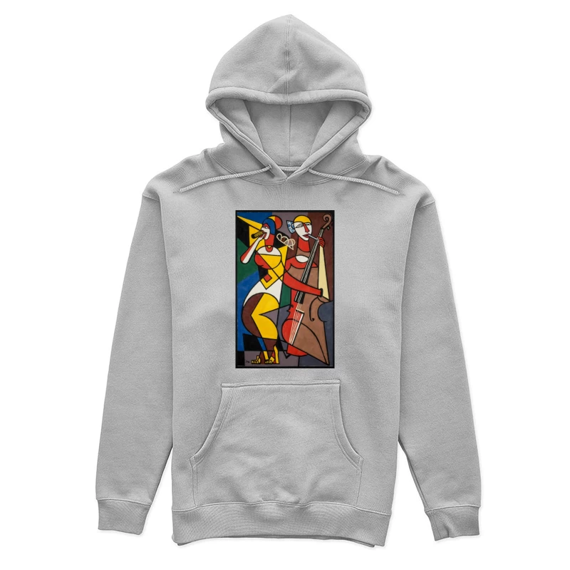 Abstract Jazz Duo Performance in Cubist Style Female Pullover Hoodie