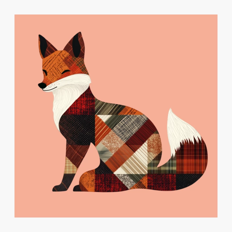 Geometric Patchwork Fox Illustration in Autumn Colors Pin