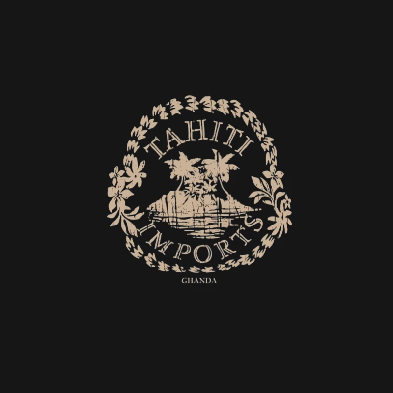 Logo d'Importation de Tahiti avec Île et Palmiers Homme Manches Longues T-Shirt