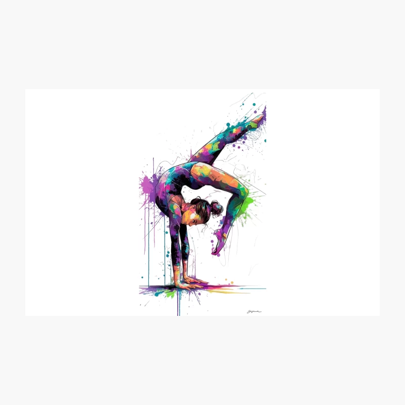 Vibrant Splatter Art of Flexible Gymnast Pose Travel Mug