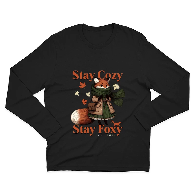 Gemütlicher Herbst Fuchs mit Blättern Herren Langarm T-Shirt