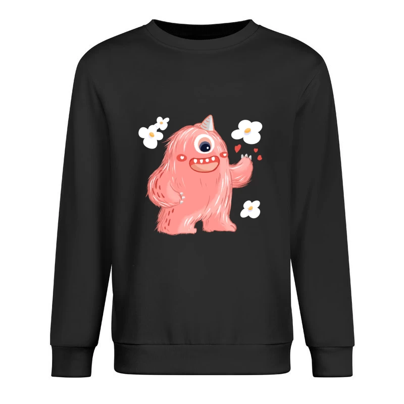 Rosa Einhornmonster mit Blumen Herren Pullover Sweatshirt