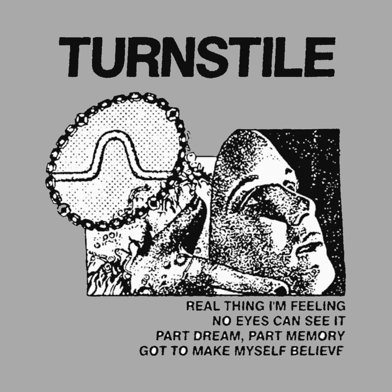 Turnstile Punk Rock Album Cover Art - "Real Thing I'm Feeling" Male Pullover Hoodie