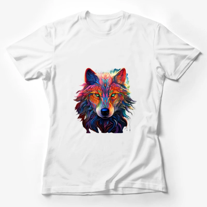 Bunter Wolf im Kunstdesign Damen T-Shirt