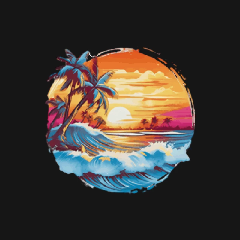 Tropischer Sonnenuntergang mit Wellen Herren Langarm T-Shirt